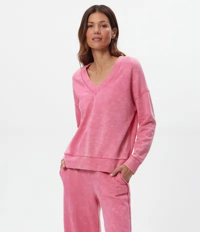 Michael Stars Tibby V-neck Sweatshirt In Pink
