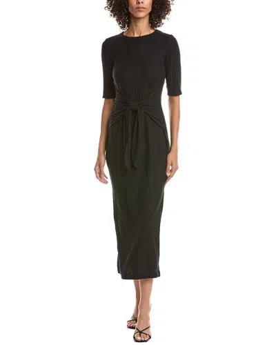 Michael Stars Tie Waist Midi Dress In Black