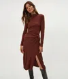 Michael Stars Tish Mock Neck Midi Dress In Brown