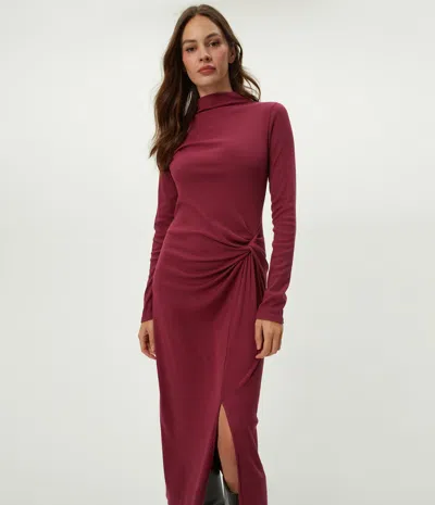 Michael Stars Tish Mock Neck Midi Dress In Red