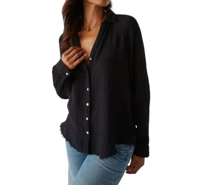 Michael Stars Toni Double Gauze Button Down Shirt In Black