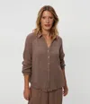 Michael Stars Toni Gauze Button Down Shirt In Cobblestone