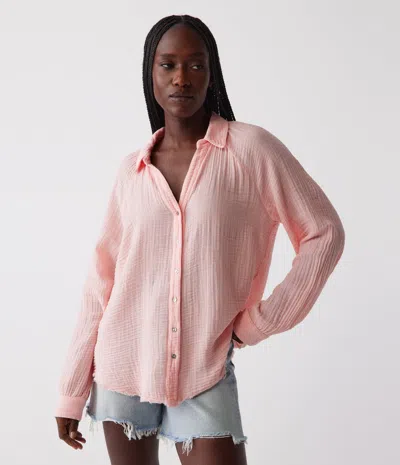 Michael Stars Toni Gauze Button Down Shirt In Grapefruit