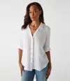 Michael Stars Leo High-low Cotton Gauze Button-up Shirt In Pit