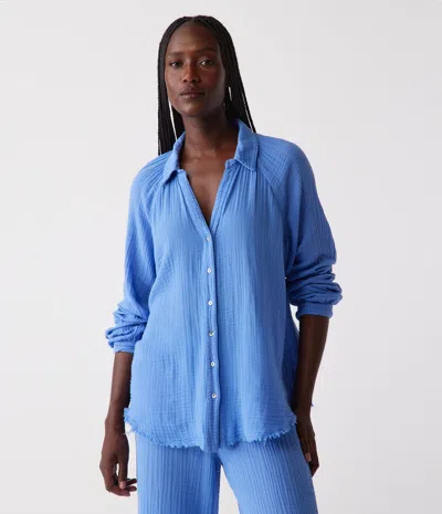 Michael Stars Toni Gauze Button Down Shirt In Salt Water