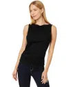 Michael Stars Top Women's Large Black Cotton Blend Coco Ruched Boat Neck Jdm290 In Black