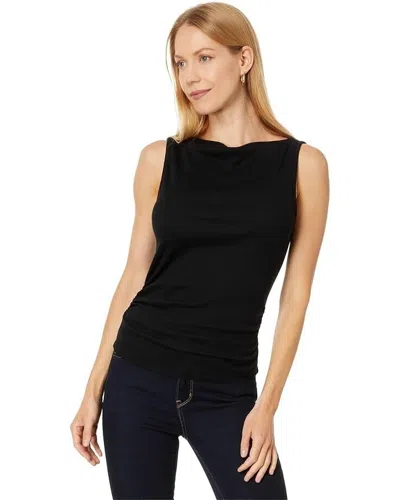 Michael Stars Top Women's Large Black Cotton Blend Coco Ruched Boat Neck Jdm290