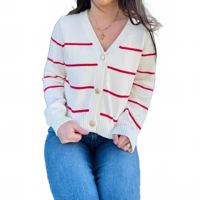 Michael Stars Tracey Buttondown Cardigan In Ivory/lacquer In White