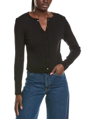 Michael Stars Trixie Crewneck Snap Cardigan In Black