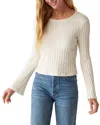 Michael Stars Valerie Rib Bell Sleeve Cotton Blend Knit Top In Chalk