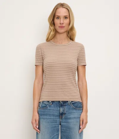 Michael Stars Verity Striped Crewneck Tee In Neutral