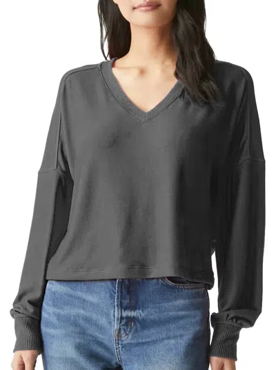 Michael Stars Vic V Neck Pullover Sweater In Charcoal In Gray