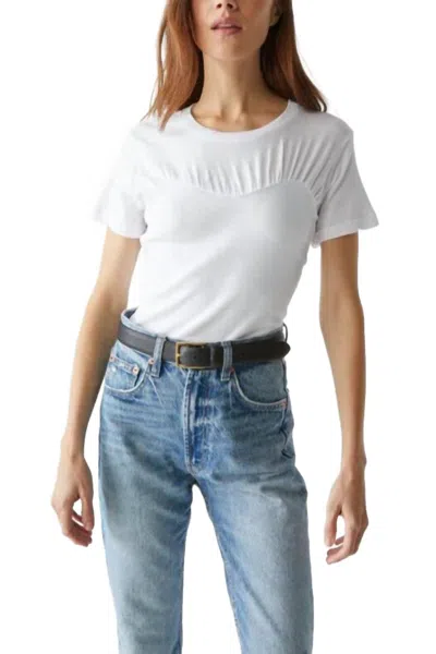 Michael Stars Victoria Mixed Fabric Tee In White