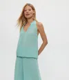 Michael Stars Viola Split Neck Cotton Tank Top In Green