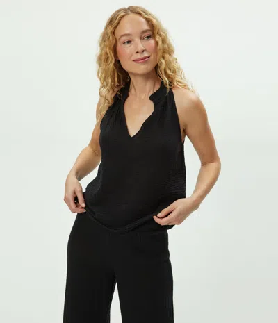 Michael Stars Viola Gauze Tank In Black