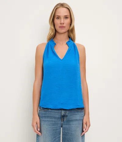 Michael Stars Viola Gauze Tank In Blue