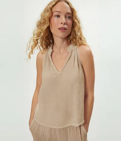 Michael Stars Viola Gauze Tank In Brown