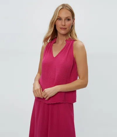 Michael Stars Viola Gauze Tank In Pitaya