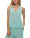 Michael Stars Viola Split Neck Cotton Tank Top In Green