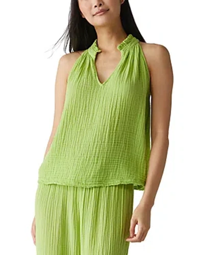 Michael Stars Viola Split Neck Cotton Tank Top In Lettuce