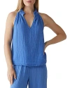 Michael Stars Viola Split Neck Cotton Tank Top In Salt Water