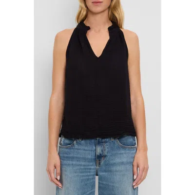 Michael Stars Viola Split Neck Tank In Black
