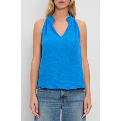 Michael Stars Viola Split Neck Tank In Blue