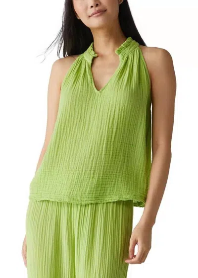 Michael Stars Viola Split Neck Tank Top In Lettuce In Green