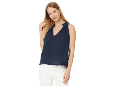 Michael Stars Viola Split-neck Tank Top In Blue