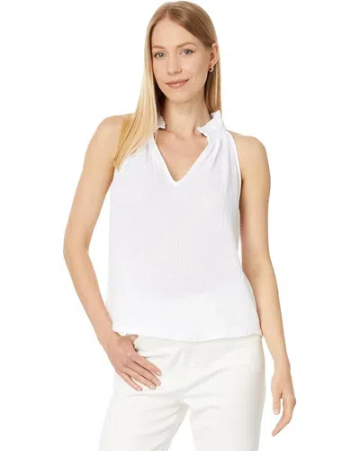 Michael Stars Viola Tank Top Womens White Ruffle Detail Split Neck Buu1128