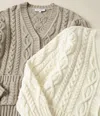 Michael Stars Adina Cable Stitch Sweater In Chalk
