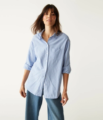Michael Stars Wendy Striped Shirt In Blue Striped
