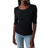 Michael Stars Whitney Elbow Sleeve Tee In Black In Black