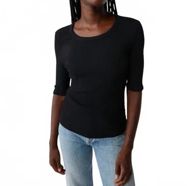 Michael Stars Whitney Elbow Sleeve Tee In Black