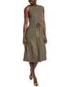 MICHAEL STARS WILHELMINA MIXED MEDIA LINEN-BLEND MIDI DRESS