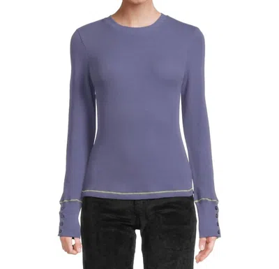 Michael Stars Willa Crew Neck Sweater With Button Cuff In Moonlit In Multi