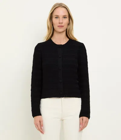 Michael Stars Winona Crewneck Cardigan In Black
