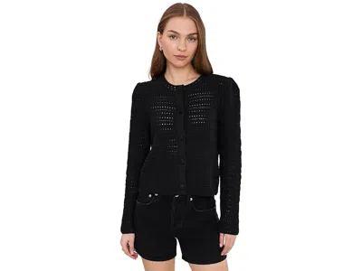 Michael Stars Winona Femme Crew-neck Cardigan In Black
