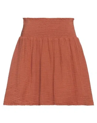 Michael Stars Woman Mini Skirt Brown Size Xs Cotton