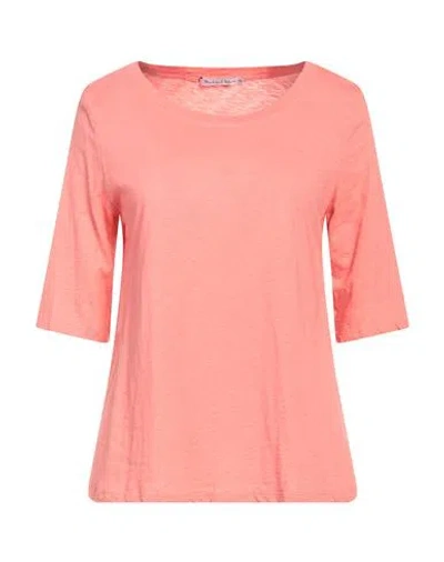 Michael Stars Woman T-shirt Coral Size Onesize Cotton In Red