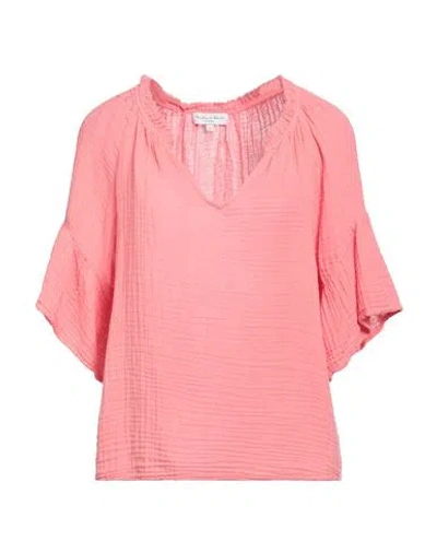 Michael Stars Woman Blouse Coral Size L Cotton In Red