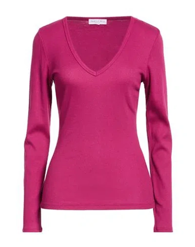 Michael Stars Woman T-shirt Magenta Size L Cotton, Modal, Elastane In Multi