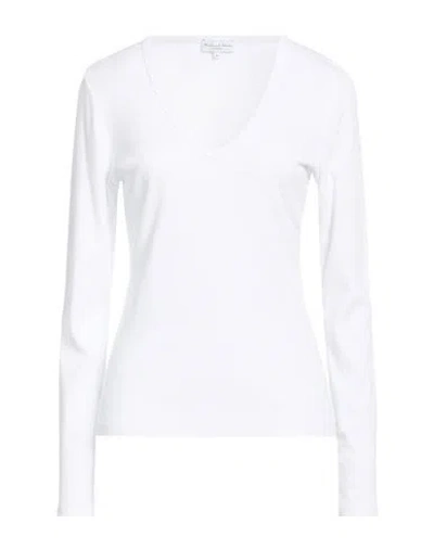 Michael Stars Woman T-shirt White Size L Cotton, Modal, Elastane In Multi