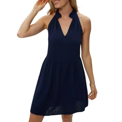 Michael Stars Women's Alessa Split Neck Dress In Nocturnal In Black