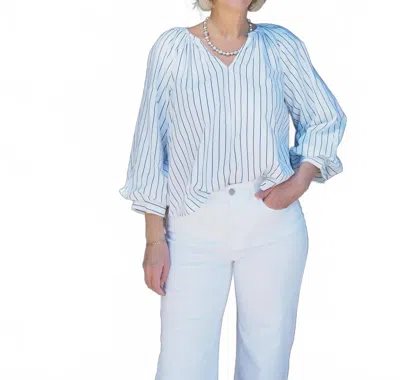Michael Stars Women's Cleo Notch Neck Top In Navy Stripe In Blue