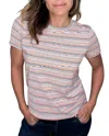 Michael Stars Gerry Short Sleeve Crew Tee In Recycled Stripe In White