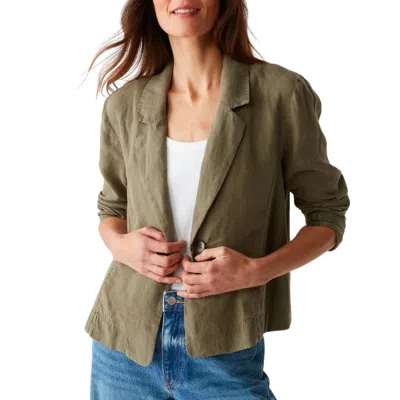 Michael Stars Women's Pearson Linen Blazer In Camo In Green