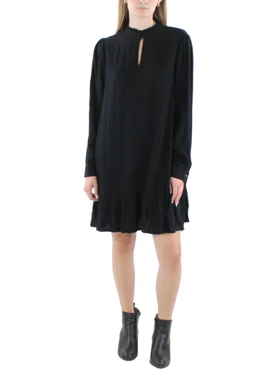 Michael Stars Womens Button Neck Rayon Mini Dress In Black