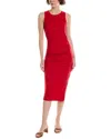 Michael Stars Wren Side Slit Sleeveless Body-con Midi Dress In Red