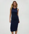 Michael Stars Wren Ribbed Midi Dress In Blue